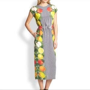 MOTHER OF PEARL fruit print striped dress